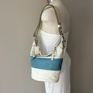 COACH Vintage Rugby Stripe Shoulder Bag Crossbody Blue White